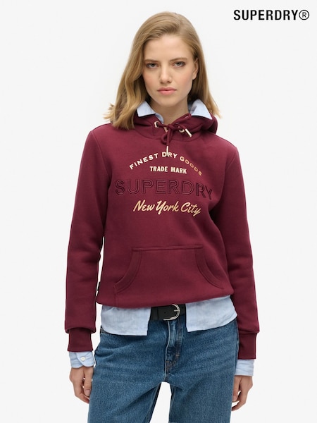 Superdry Purple Luxe Metallic Logo Hoodie (F23826) | 297 QAR