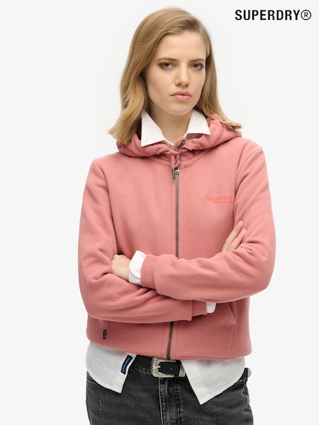 Superdry Light Pink Essential Logo Zip Hoodie (F23836) | 272 QAR
