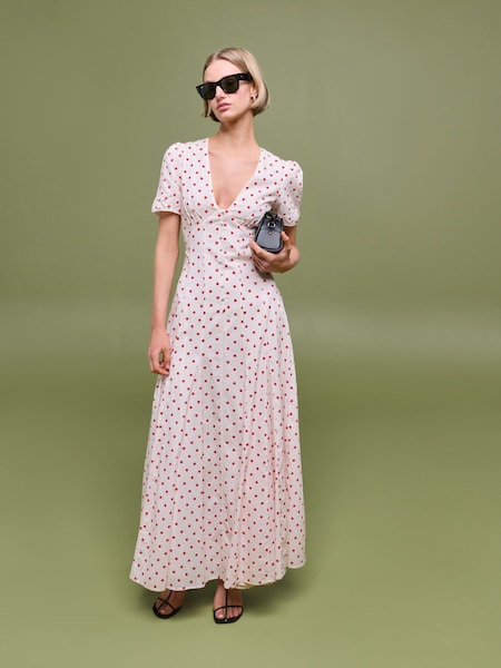Posse White Paloma Polka Dot Midi Dress (F23872) | AED2,096