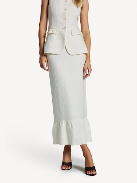 Posse White Matilda Linen Column Skirt (F23880) | €325