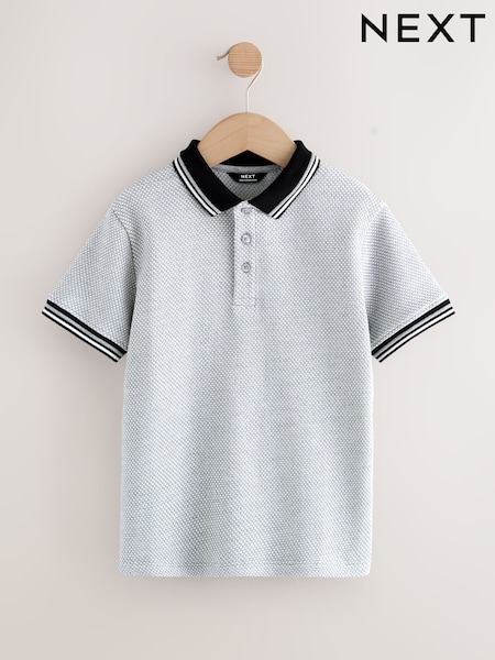 Grey/Black Short Sleeve Textured Polo Shirt (3-16yrs) (F23888) | €13 - €18.50