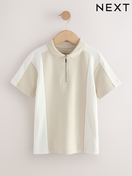 Stone Zip Neck Textured Colourblock Polo Shirt (3-16yrs) (F23889) | 59 QAR - 84 QAR