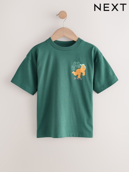 Green Skate Monster Relaxed Fit Short Sleeve Graphic Print T-Shirt (3-16yrs) (F23913) | €8.50 - €13
