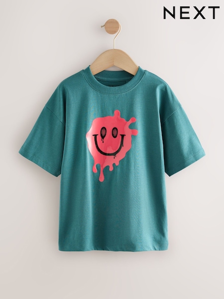 Teal Splat Relaxed Fit Short Sleeve Graphic Print T-Shirt (3-16yrs) (F23915) | € 10 - € 14