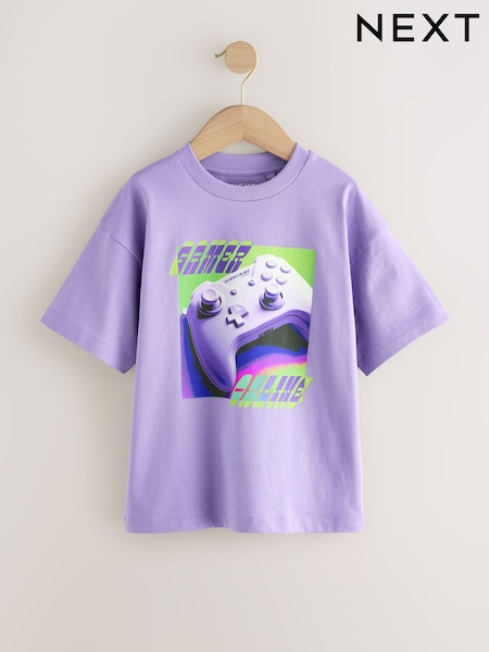 Purple Controller Relaxed Fit Short Sleeve Graphic Print T-Shirt (3-16yrs) (F23922) | €11.50 - €15