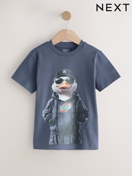 Charcoal Grey Duck Regular Fit Short Sleeve Graphic T-Shirt (3-16yrs) (F23928) | €11.50 - €15