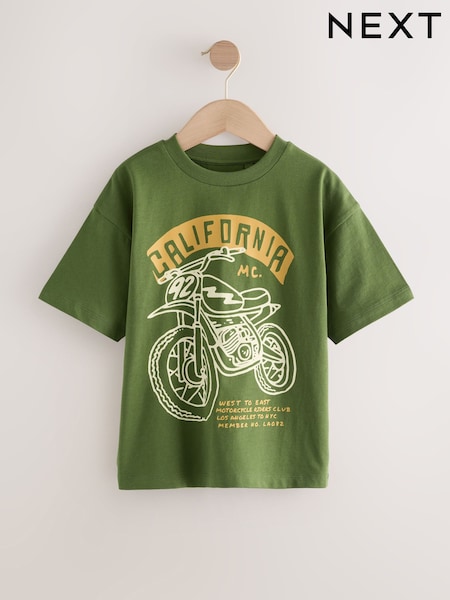 Green Motorbike Relaxed Fit Short Sleeve Graphic Print T-Shirt (3-16yrs) (F23934) | €8.50 - €13