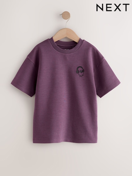 Purple Skull Graphic Print Heavyweight Short Sleeve T-Shirt (3-16yrs) (F23940) | AED30 - AED51