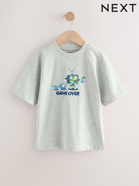 Grey Marl Character Relaxed Fit Short Sleeve Graphic Print T-Shirt (3-16yrs) (F23948) | AED30 - AED46
