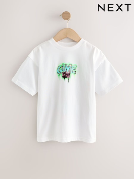 White Gamer Graffiti Relaxed Fit Short Sleeve Graphic Print T-Shirt (3-16yrs) (F23963) | €8.50 - €13