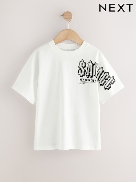 White Savage Back Print - Relaxed Fit Short Sleeve Graphic Print T-Shirt (3-16yrs) (F23973) | ‏51 د.إ.‏ - ‏ 66‏ د.إ.