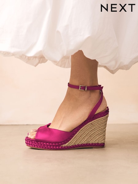 Pink Forever Comfort® Satin Plaited Wedge Heels (F24041) | €65