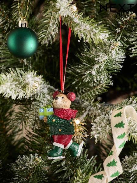Natural Bertie Bear Christmas Bauble (F24118) | €6