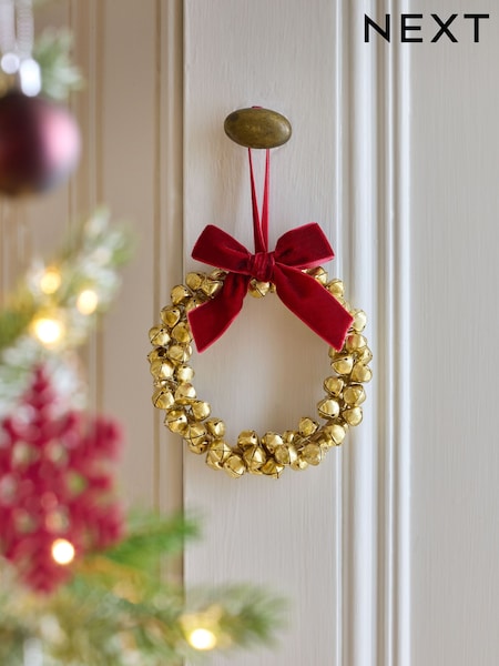 Gold Bell Christmas Wreath Bauble (F24142) | €9