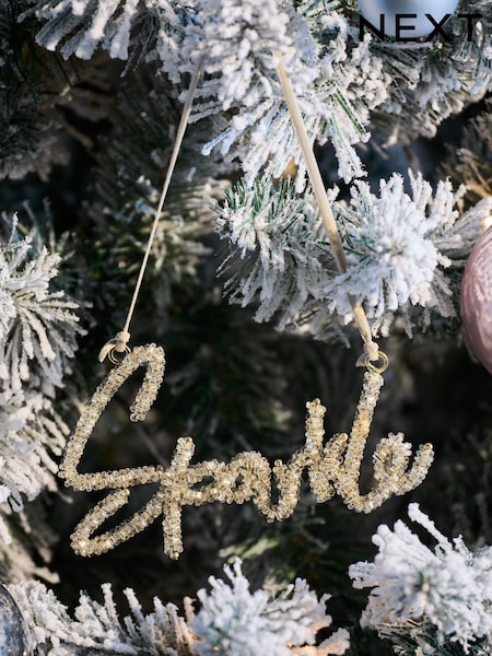 Silver Sparkle Beaded Christmas Bauble (F24148) | €7