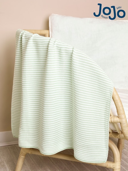 JoJo Maman Bébé Sage Knitted Stripe Blanket (F24164) | €34