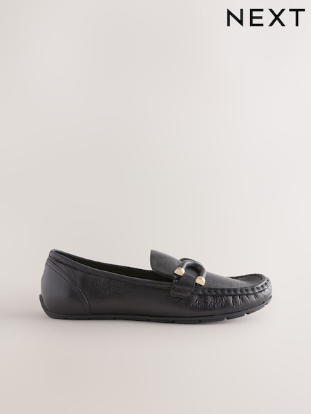 Black Forever Comfort® Leather Trim Driver Loafers (F24195) | €67