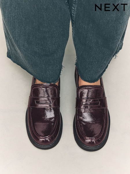 Berry Red - Forever Comfort® Round Toe Chunky Platform Loafers (F24211) | R$ 315