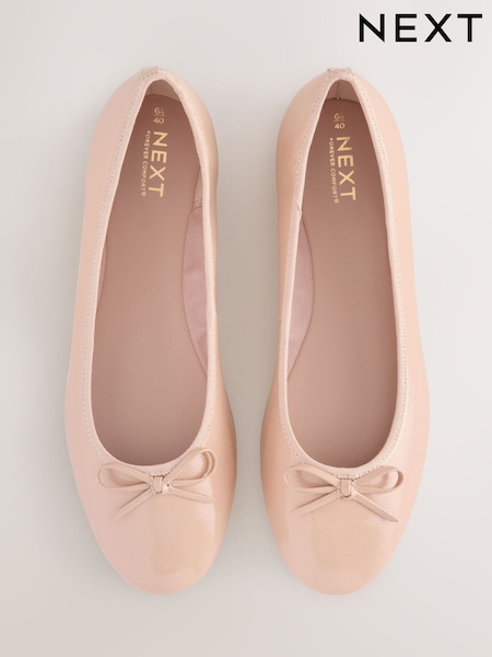 Blush Pink Patent Standard/Wide Fit Forever Comfort® Round Toe Ballerina Shoes (F24225) | €24