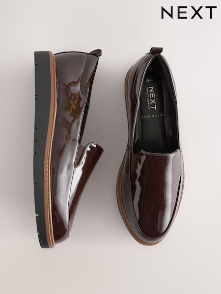 بني لامع - Extra Wide Fit Forever Comfort® Slip On Clean Chunky Sole Loafers (F24234) | ‏143 د.إ.‏