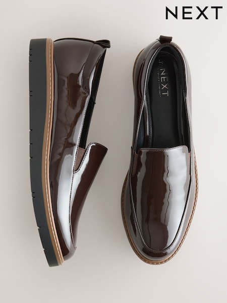 Charol en marrón - Extra Wide Fit Forever Comfort® Slip On Clean Chunky Sole Loafers (F24240) | 45 €