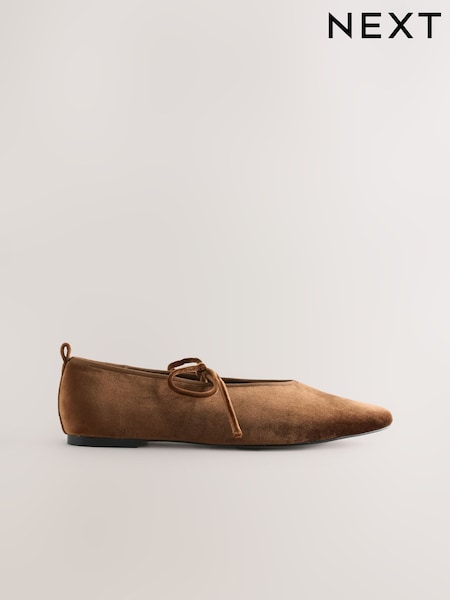 بني - Forever Comfort® Velvet Tie Mary Jane Shoes (F24303) | ‏143 د.إ.‏