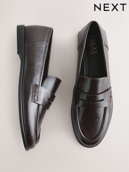 Chocolate Brown Forever Comfort® Round Toe Penny Loafers (F24320) | €36