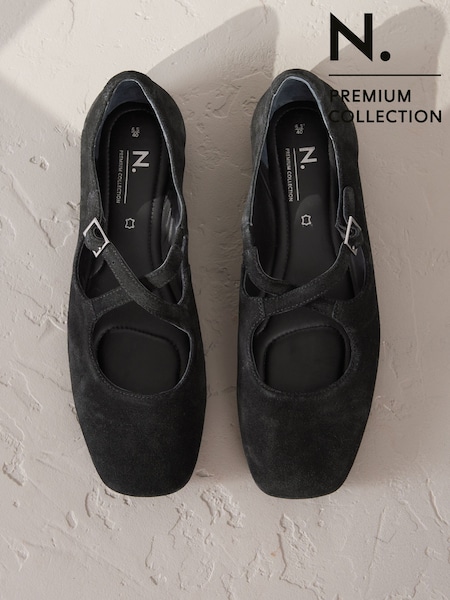Black Signature Premium Leather Mary Jane Studded Shoes (F24354) | €60