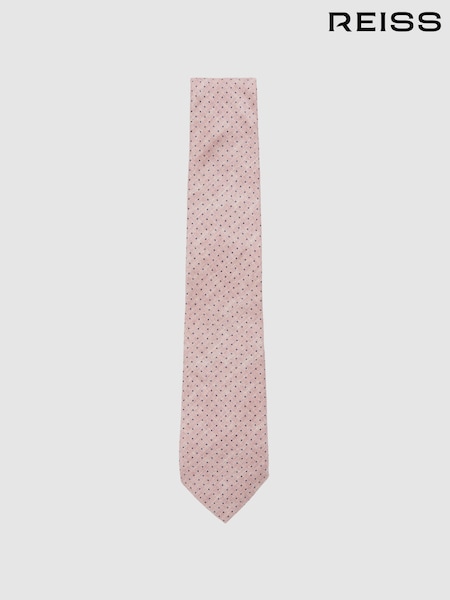 Reiss Soft Pink Aurelio Silk Pin-Dot Tie (F24386) | €99
