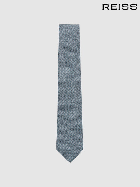 Zartblau - Reiss Caruso Silk Geometric-Print Tie (F24390) | 106 €