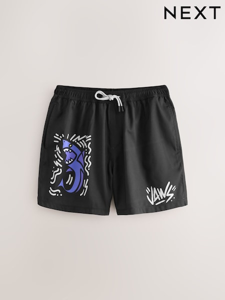 Black Jaws License Printed Swim Shorts (F24453) | R$ 210