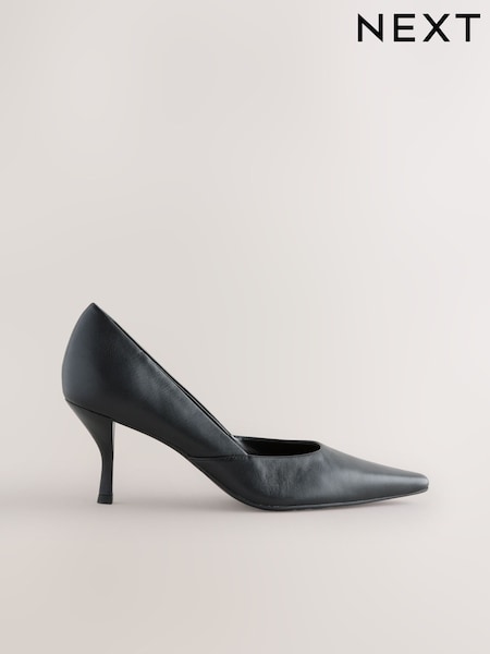 Black Forever Comfort® Leather Pointed Toe Heeled Court Shoes (F24482) | AED185