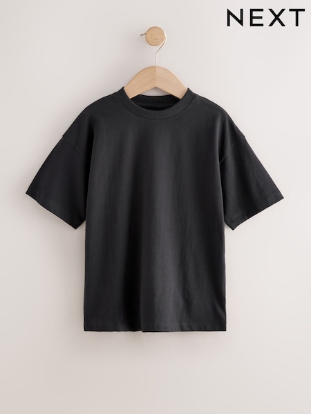 Black Relaxed Fit Short Sleeve 100% Cotton T-Shirt (3-17yrs) (F24507) | AED25 - AED41