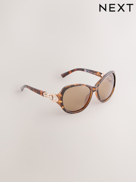 Tortoiseshell Brown Wrap Around Sunglasses (F24516) | R$ 140