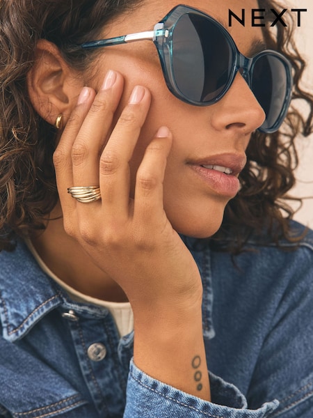 Azul azul-petróleo - Large Sunglasses (F24521) | R$ 130