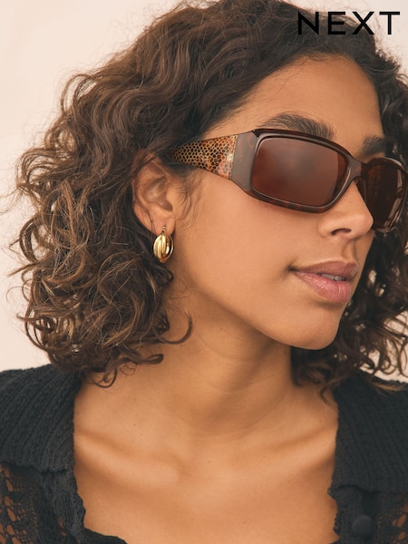 Carapaça de tartaruga marrom - Wrap Around Sunglasses (F24529) | R$ 130