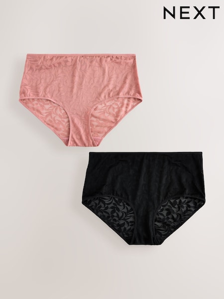 Black/Pink Lace Midi Knickers 2 Pack (F24535) | OMR9
