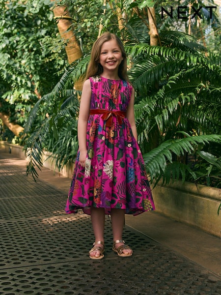 Hot Pink Floral Kew Collection Prom Dress (3-12yrs) (F24607) | 208 QAR - 228 QAR