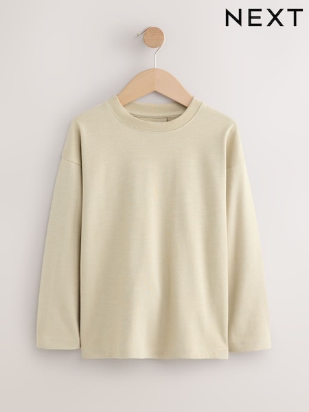 Stone Relaxed Fit Long Sleeve Cosy T-Shirt (3-16yrs) (F24721) | 25 QAR - 40 QAR