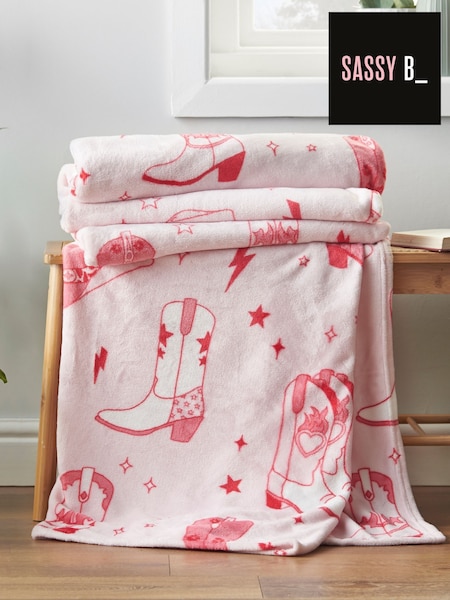Sassy B Oversized Cowgirl Boots Cosy Fleece Throw (F24750) | ‏111‏₪