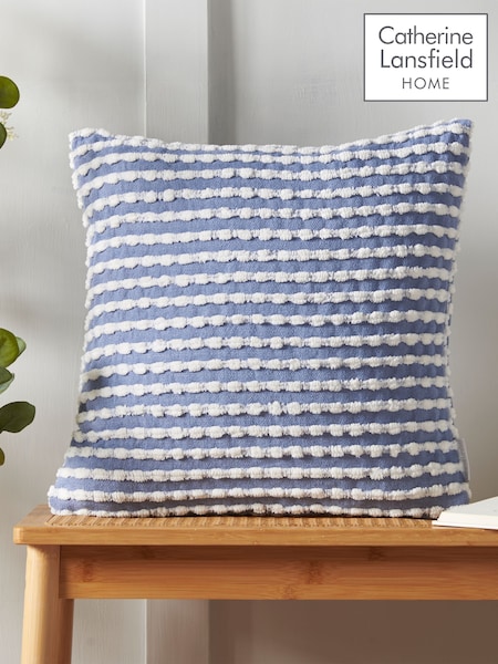 Catherine Lansfield Chambray Blue Stab Stitch Cushion (F24768) | €23