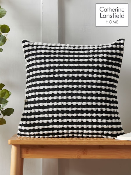 Catherine Lansfield Black Stab Stitch Cushion (F24776) | 84 QAR
