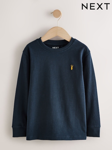 Navy Blue Long Sleeve Cosy Stag T-Shirt (3-16yrs) (F24777) | €8 - €12