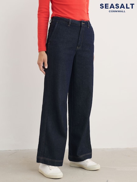 Seasalt Cornwall Blue Tall 100% Cotton Sennen Cove Wide Leg Jeans (F24793) | €111