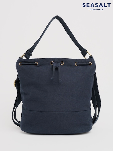 Seasalt Cornwall Blue Handtied 100% Cotton Bucket Bag (F24811) | €63