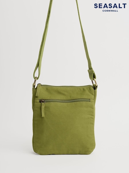 Seasalt Cornwall Green 100% Cotton Carwinion Zip Up Cross-Body Bag (F24814) | €57