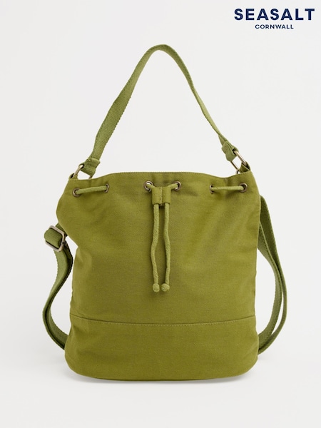 Seasalt Cornwall Green Handtied 100% Cotton Bucket Bag (F24822) | €63