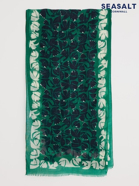 Seasalt Cornwall Green Pretty Printed Scarf (F24847) | €37