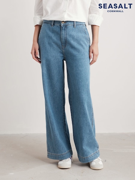 Seasalt Cornwall Blue Tall Petite Penwith Straight Leg Jeans With Stretch (F24856) | €111