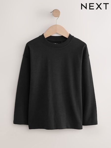 Black Relaxed Fit Long Sleeve Cosy T-Shirt (3-16yrs) (F24900) | 25 QAR - 40 QAR